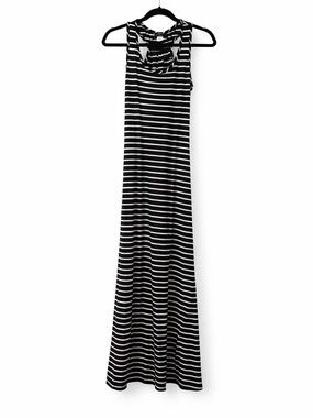 Pinc Black White Striped Maxi Dress Racerback Stretch Medium